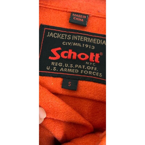 Schott NYC Red Wool-Blend Button-Up Shirt Jacket With Dual Chest Pockets Small - Picture 5 of 6
